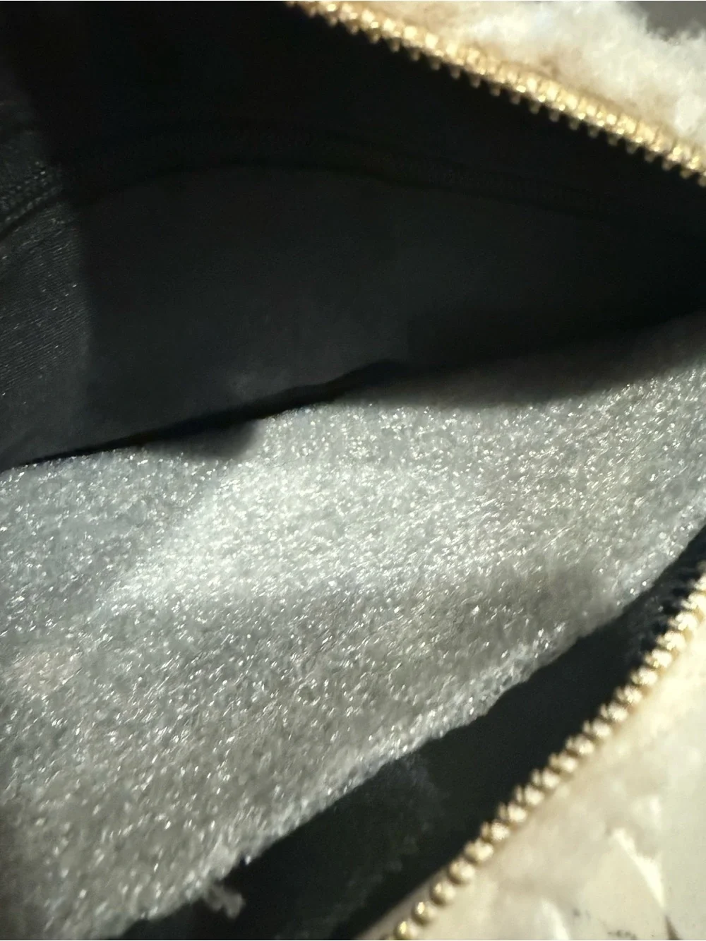 BearPaw Cream Sherpa Wristlet Clutch with Gold Plaque